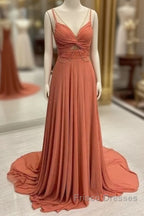 Spaghetti-Straps Chiffon Sweetheart Sleeveless A-Line Formal Prom Dress