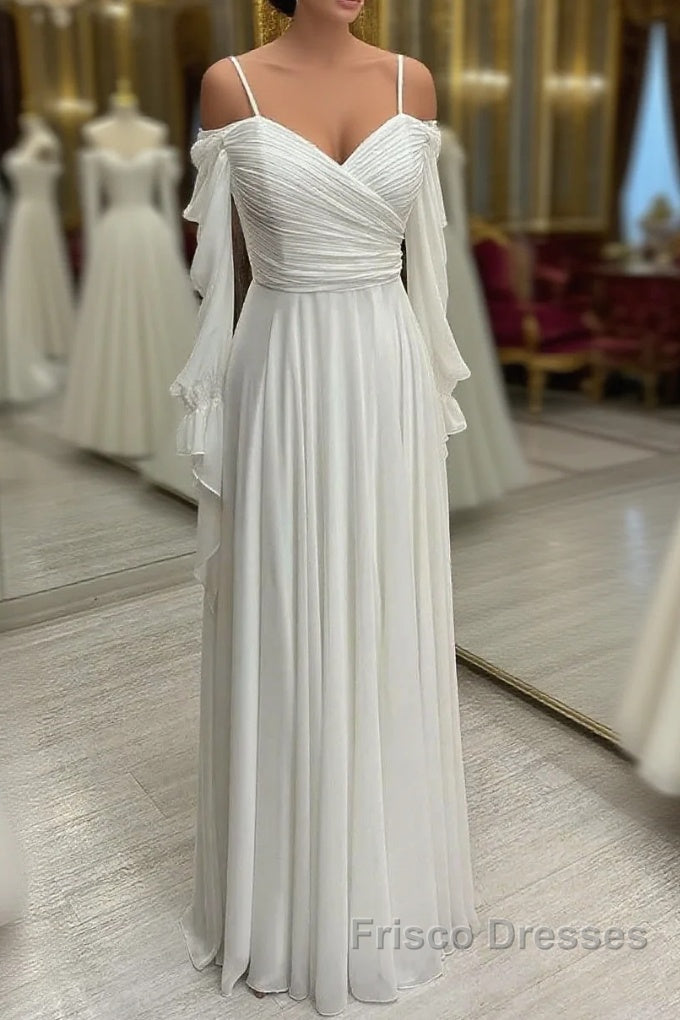 Spaghetti Straps Cold-Shoulder Floor Length Chiffon Bridesmaid Dress Main image
