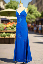 Spaghetti Straps Gorgeous A-line Ocean Blue Prom Dresses Long Evening Dresses 21th Birthday Outfits