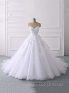 Spaghetti Straps Lace Tulle Ruffles Wedding Dress