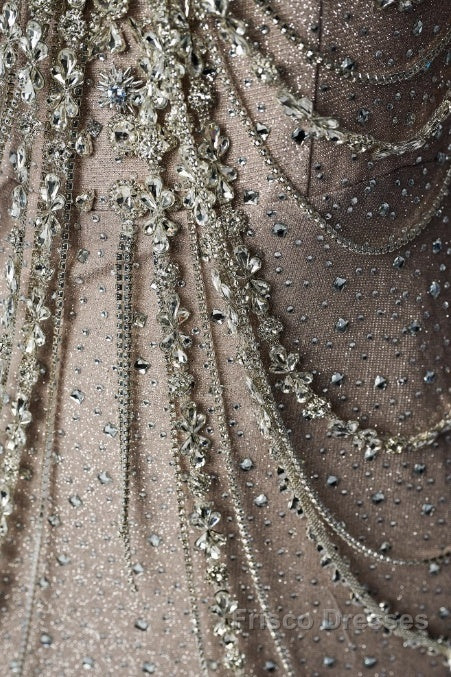 Spaghetti Straps Mermaid Beading Satin Long Formal Prom Dress Rhinestone Formal Evening Dress