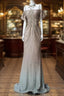Spaghetti Straps Mermaid Beading Satin Long Formal Prom Dress Rhinestone Formal Evening Dress