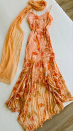 Spaghetti Straps Orange A-Line Dress Prom Dress