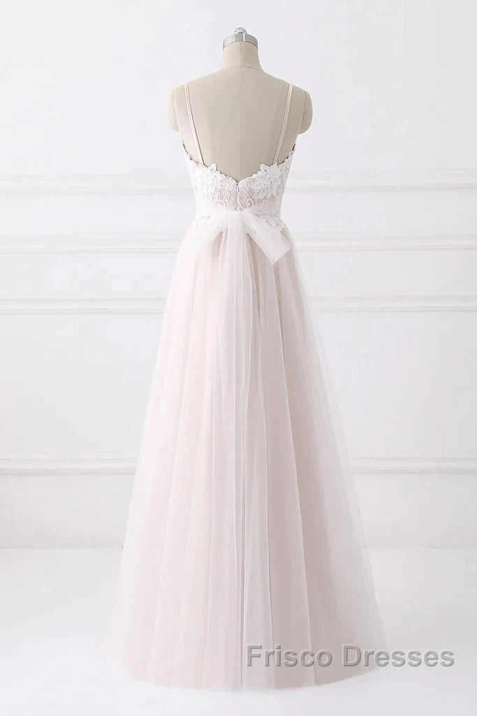 Spaghetti Straps Pink A-Line Floor Length Wedding Dress Secondary image