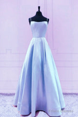 Spaghetti Straps Prom Dresses Satin Floor Length
