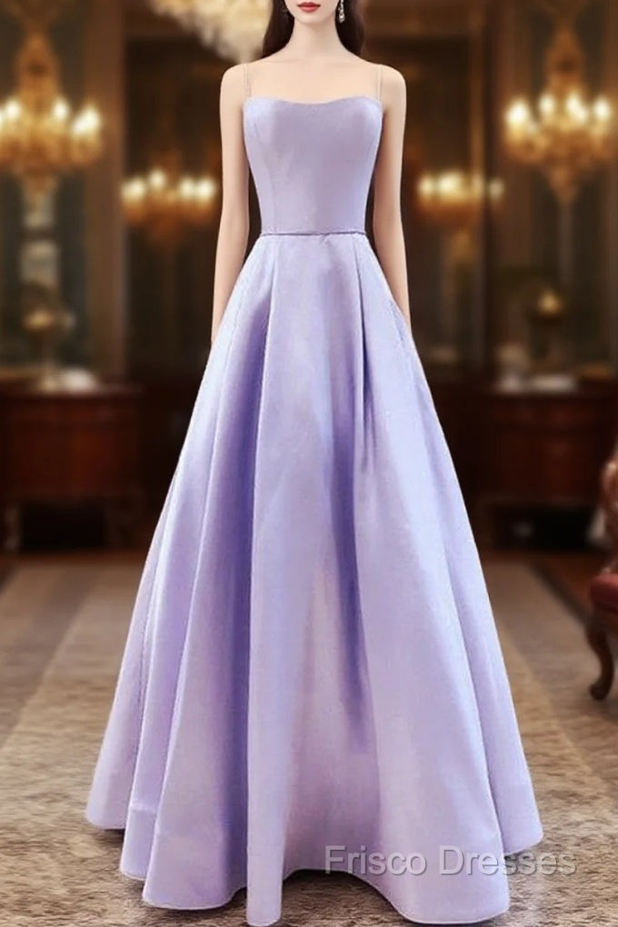 Spaghetti Straps Formal Prom Dress Satin Floor Length Main image