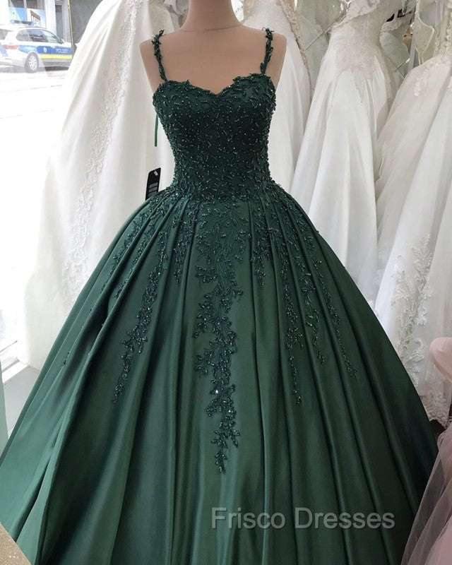 Spaghetti Straps Quinceanera Dress Sweetheart Ball Gown Lace Beaded