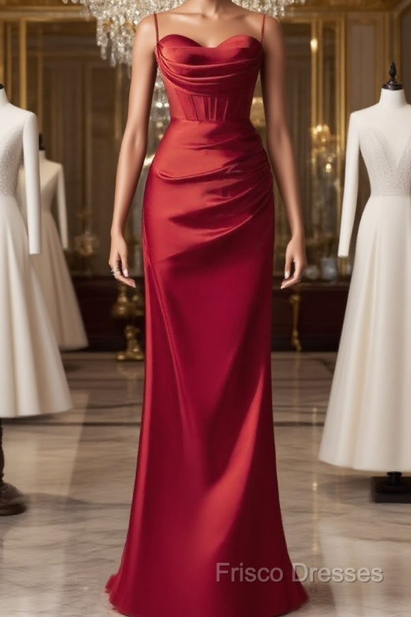 Spaghetti Straps Red Mermaid Formal Prom Dress Elegant Formal Dress Main image