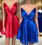 Spaghetti Straps Satin Homecoming Dress,Mini Formal Prom Dress