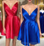 Spaghetti Straps Satin Homecoming Dress,Mini Formal Prom Dress