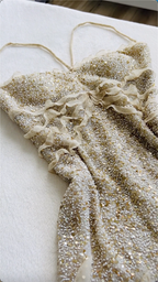 Spaghetti Straps Sequin Long Evening Prom Dresses With Slit