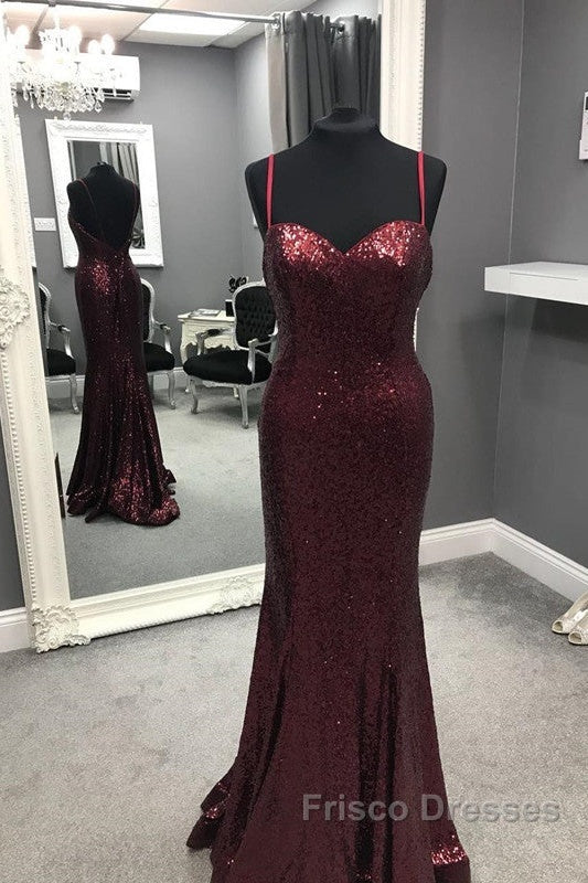 Spaghetti Straps Sweetheart Mermaid Sequins Formal Prom Dress Secondary image