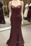 Spaghetti Straps Sweetheart Mermaid Sequins Formal Prom Dress