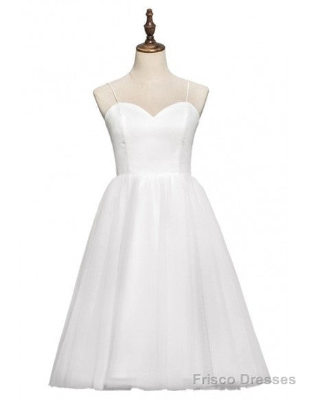 Spaghetti Straps Tea Length 80S Vintage Ballet Wedding Dress Secondary image