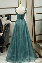 Spaghetti Straps Tulle Modest A Line Formal Dress Long Formal Prom Dress