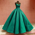Spaghetti Straps V-Neck Ball Gowns Prom Satin Dresses