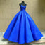 Spaghetti Straps V-Neck Ball Gowns Prom Satin Dresses