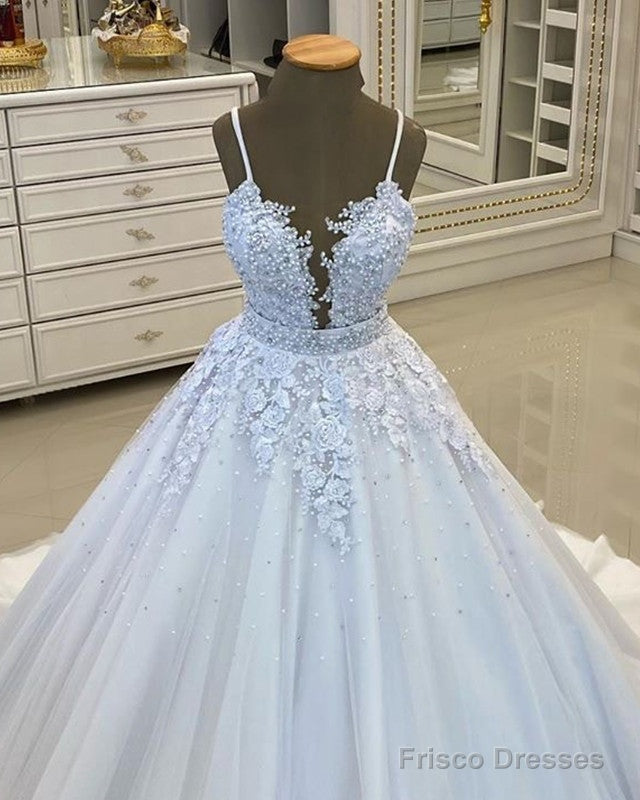 Spaghetti Straps Wedding Dress Ball Gown Lace Beaded Secondary image