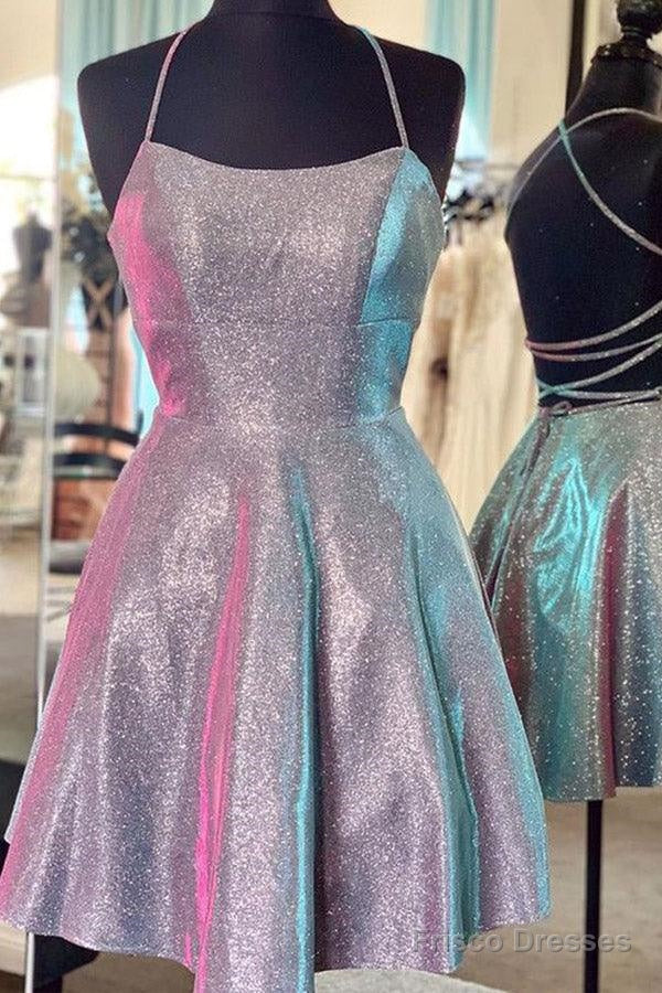 Sparkle Criss Cross Short  Prom Dress A Line Homecoming Dress
