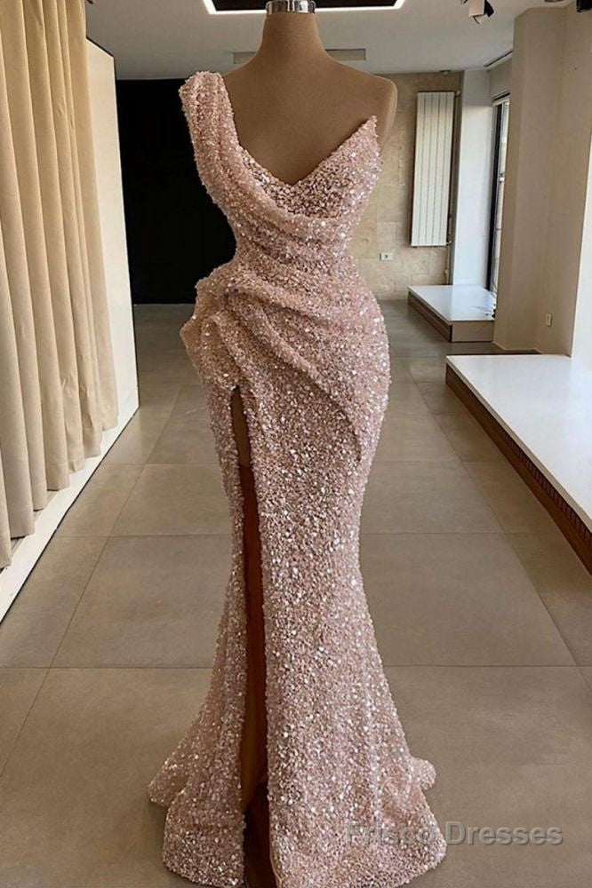 Sparkle One shoulder Sleeveless Sequined Mermaid Prom Party Gowns Main image