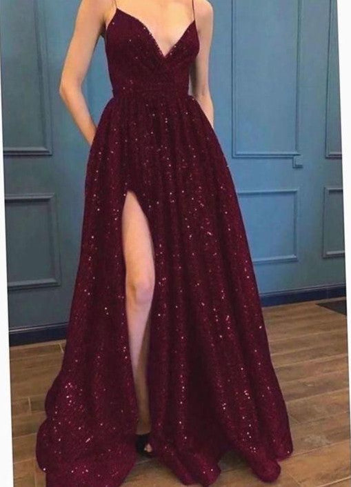 Neck A Line Full Length Evening Dress Secondary image
