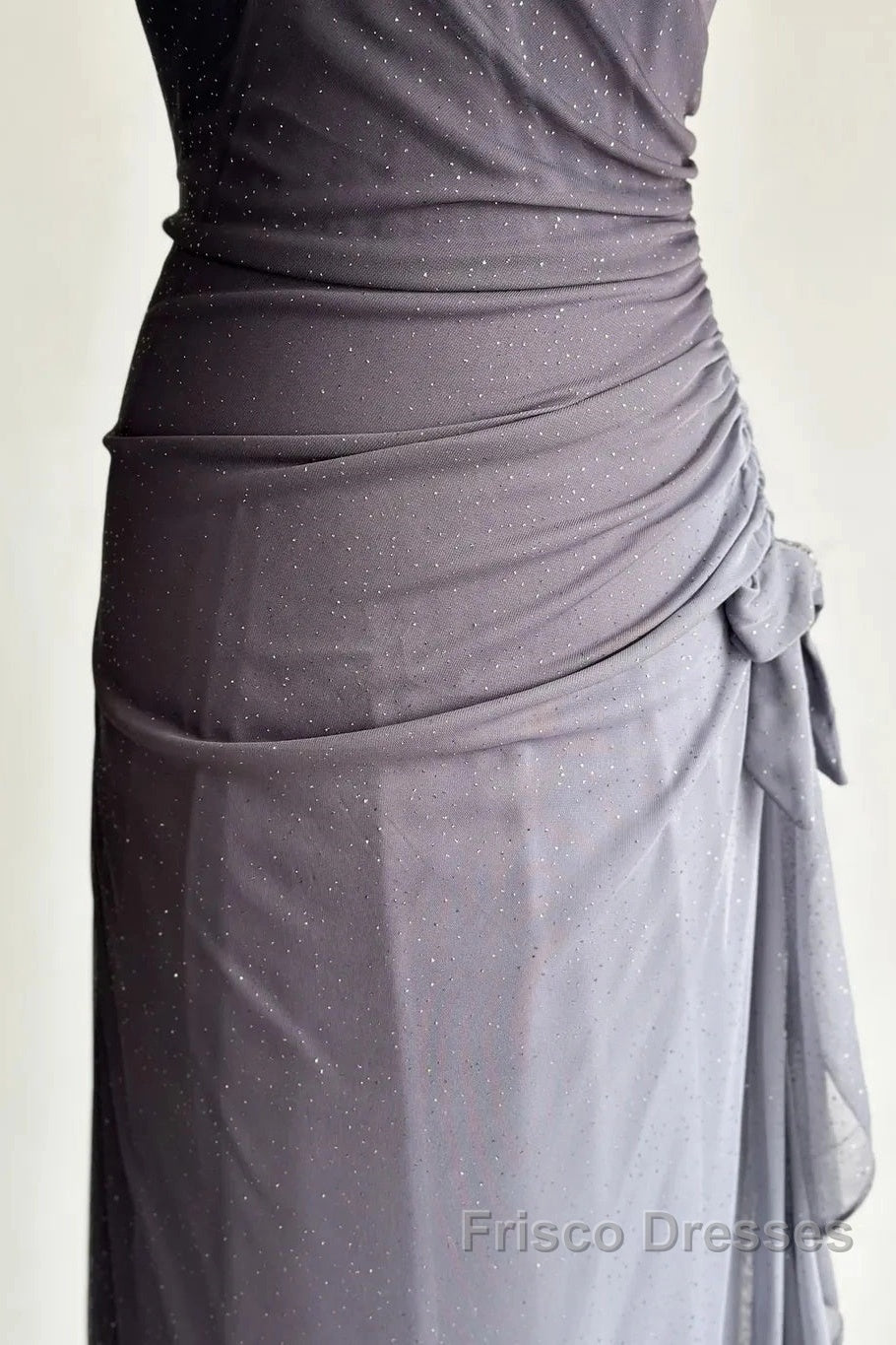 Sparkling Gradient Dark Gray Halter Neck Ruffle Sheath Formal Prom Dress Birthday Dress