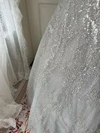 Sparkling Silver-Grey Strapless Sequined Ball Gown Evening Dress