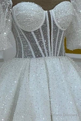 Sparkly A Line Short Cocktail Dresses White Sequin 18Th Birthday Outfits