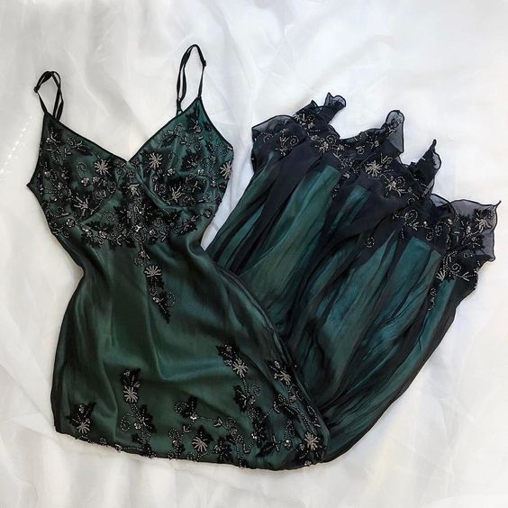 Sparkly A Line Spaghetti Straps Dark Green Long Prom Dress Main image