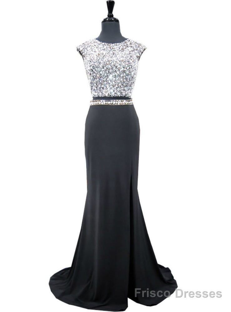 Sparkly Beaded Top Scoop Neckline Sleeveless Crystals Prom Dress Main image