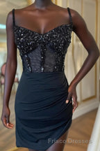 Sparkly Black Corset Sequin Tight Homecoming Dress