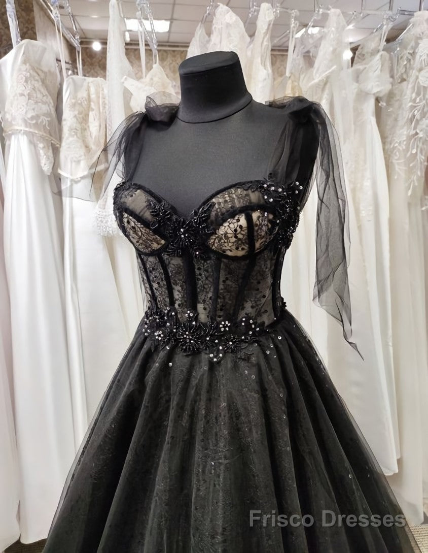 Sparkly black prom dress night corset neckline fairy tale tulle prince –  Frisco Dresses