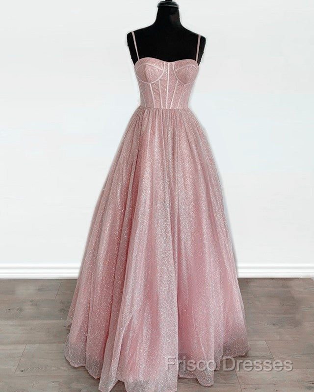 Sparkly Corset Formal Prom Dress Long Sweetheart Spaghetti Straps