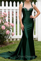 Sparkly Dark Green Mermaid Halter Corset Sequin Prom Dress