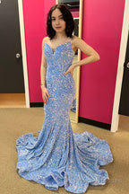 Sparkly Dark Green Sequins Mermaid Sweetheart Long Prom Dress