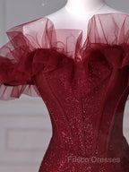 Sparkly Mermaid Burgundy Sequin Long Formal Prom Dress Party Dress