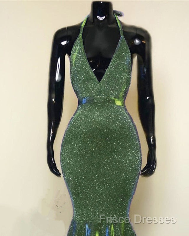 Sparkly Mermaid Halter Ruffles Formal Prom Dress Secondary image