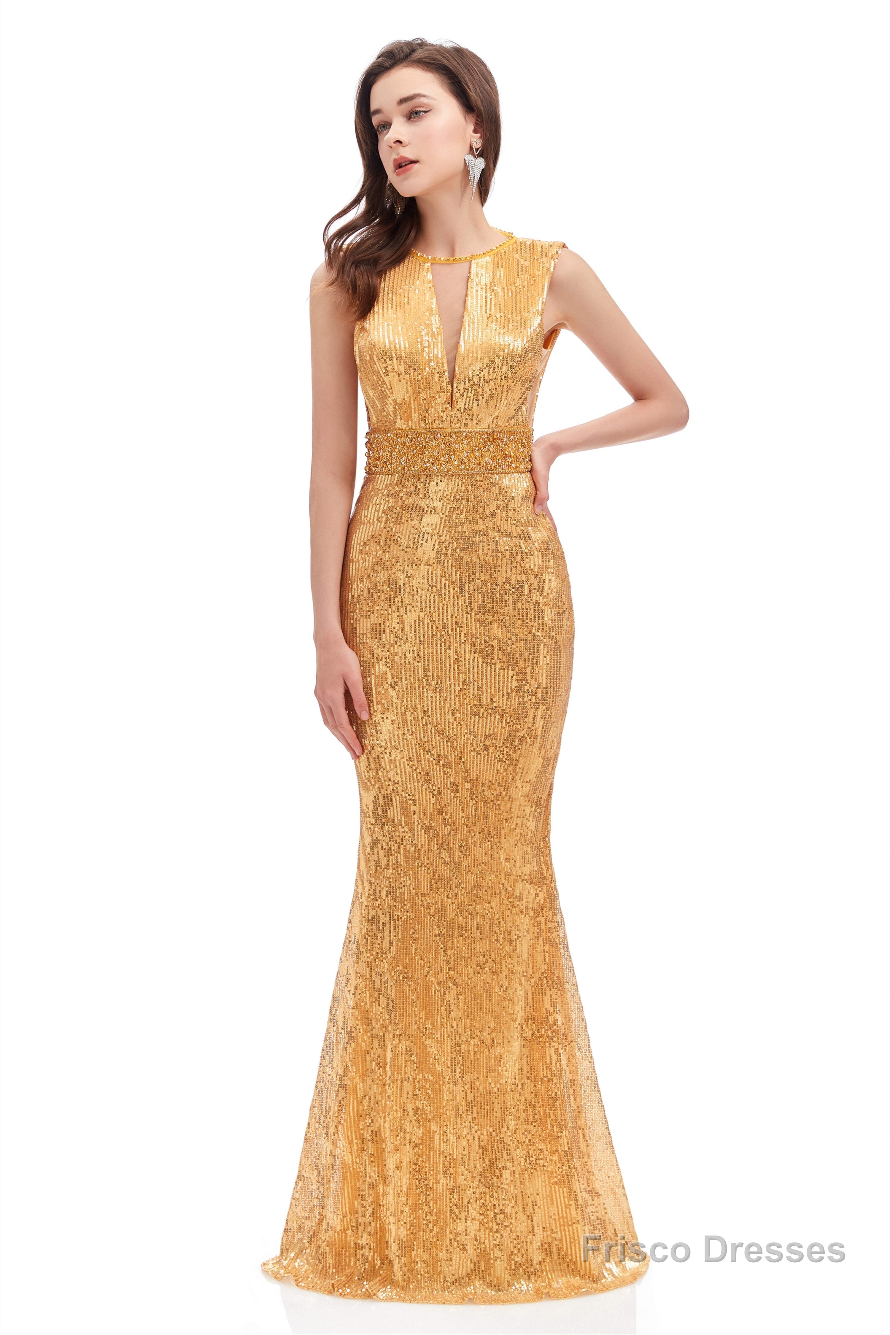 Sparkly Mermaid Long Open Back Sleeveless Prom Dresses Secondary image