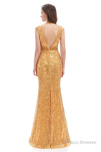 Sparkly Mermaid Long Open Back Sleeveless Prom Dresses