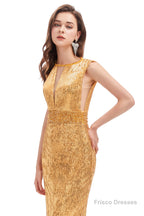 Sparkly Mermaid Long Open Back Sleeveless Prom Dresses