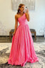 Sparkly Pink One Shoulder A Line Sequins Prom Dress