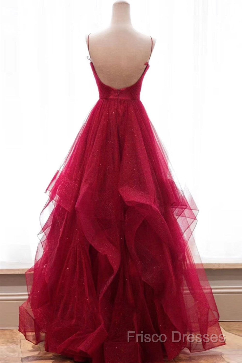 Sparkly Formal Prom Dress V Neckline, Long Homecoming Dress, Formal Dress Secondary image