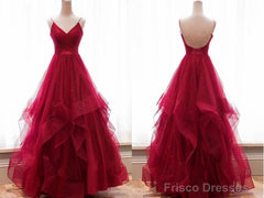 Sparkly Prom Dress V Neckline, Long Homecoming Dress, Formal Dress