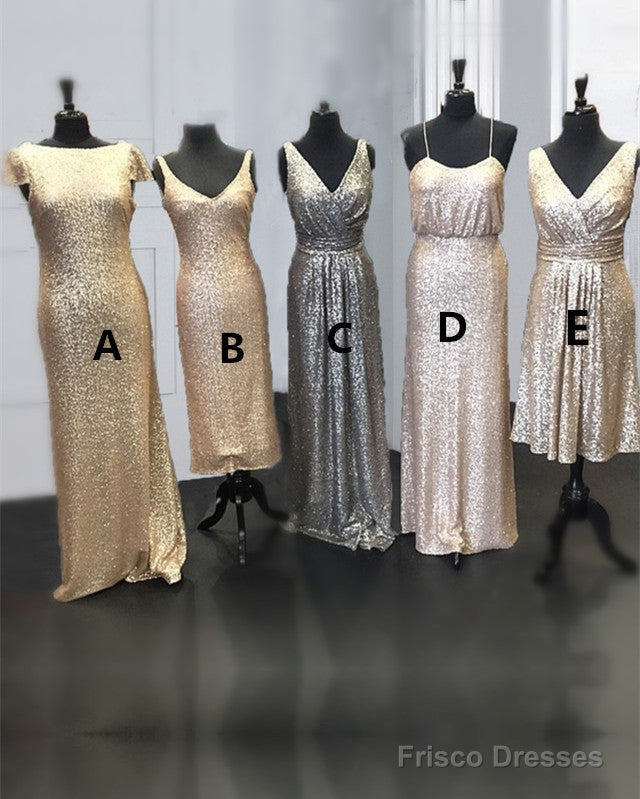 Sparkly Sequin Bridesmaid Dresses Mismatched Secondary image