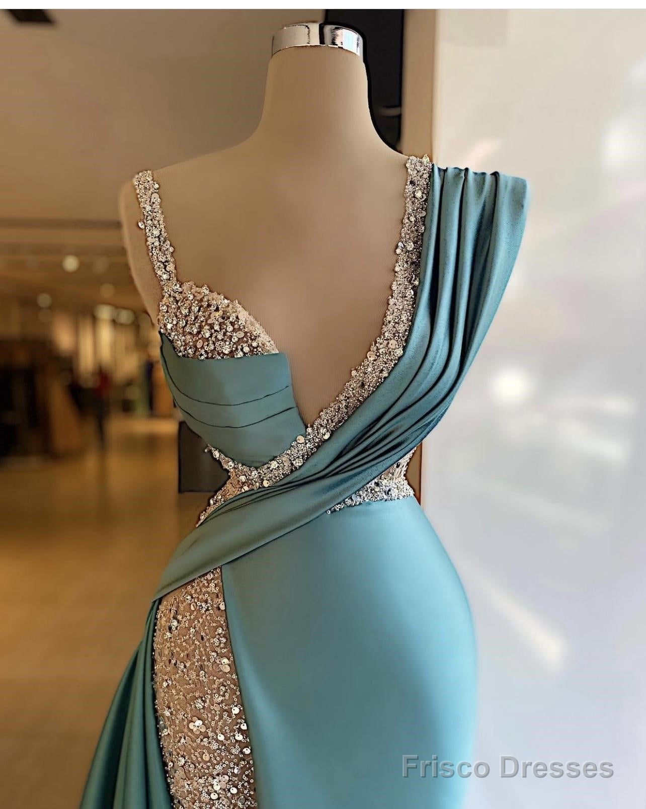 Sparkly Sequined Split Mermaid Evening Dresses Crystal Long Formal Prom Gowns Custom Made Plus Size Pageant Wear Party Dress Secondary image
