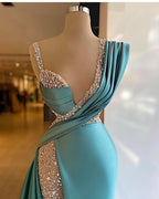 Sparkly Sequined Split Mermaid Evening Dresses Crystal Long Formal Prom Gowns Custom Made Plus Size Pageant Wear Party Dress