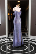 Sparkly Sequins Spaghetti Straps Sequin Side Slit Prom Dress