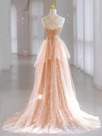 Sparkly Sheath Champagne Sequin Long Formal Prom Dress Party Dress