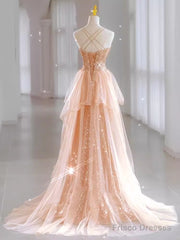 Sparkly Sheath Champagne Sequin Long Prom Dress Party Dresses