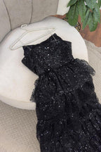 Sparkly Stunning Black Sequined Sleeveless Strapless Long Prom Dress With Split